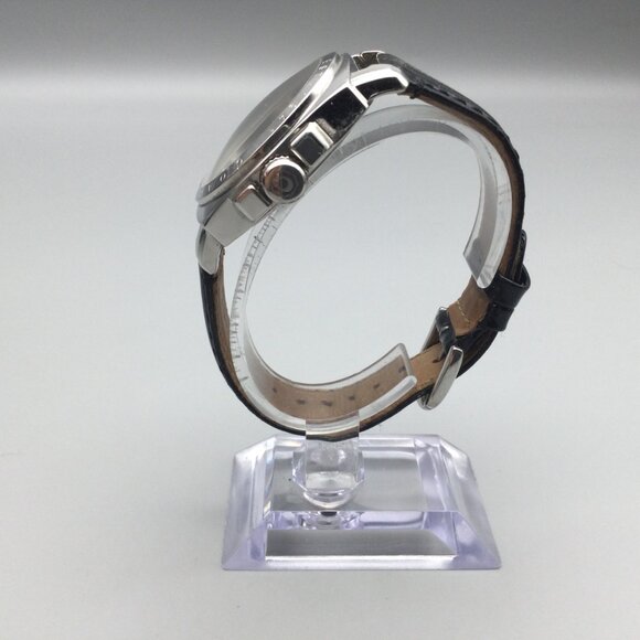 Coach Watch Women 39mm Silver Tone Black Logo Dial Crystals Leather New Battery main image 5